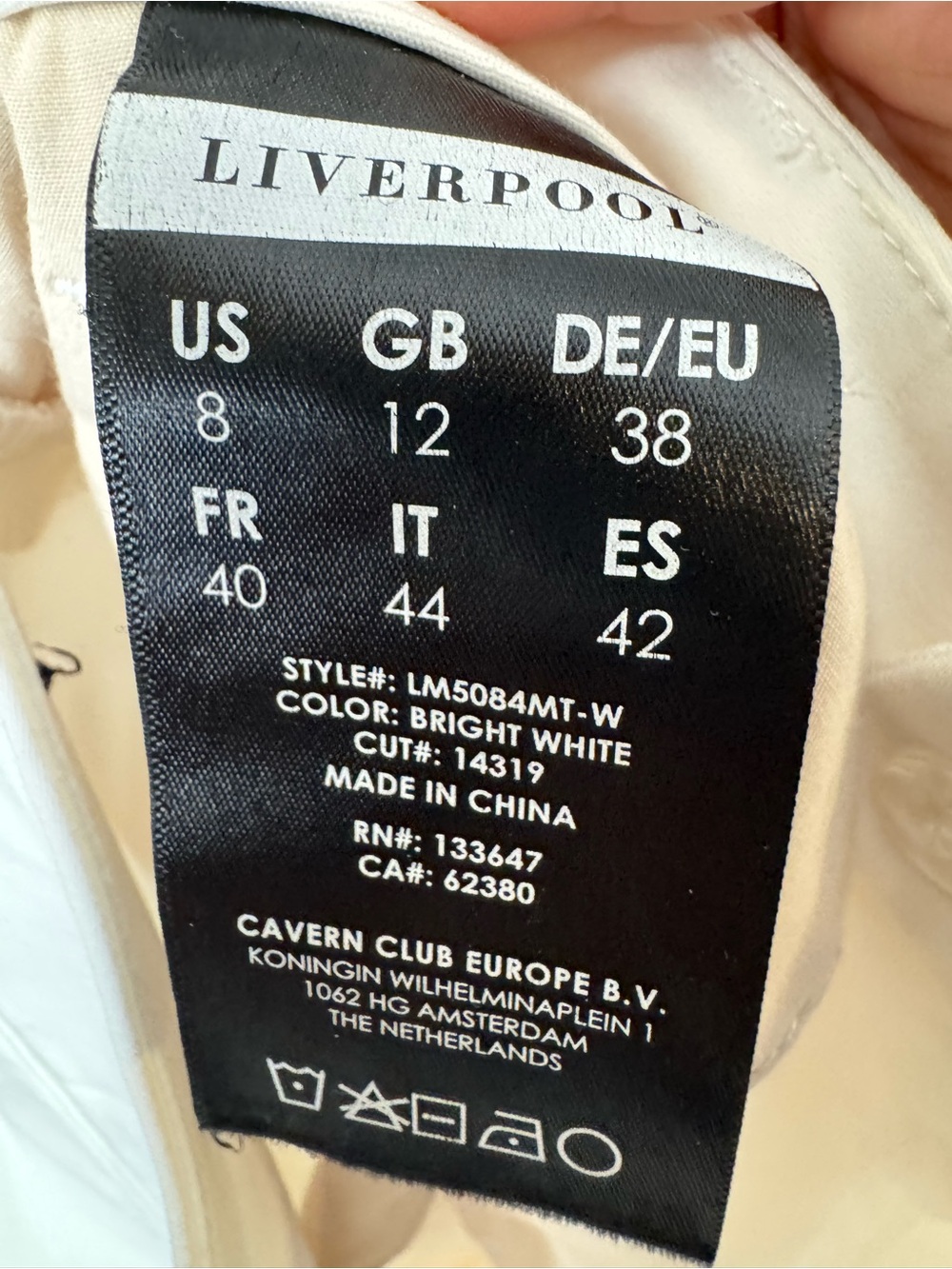 Liverpool White Crop Trouser Pants Size 8 Mid Rise Stretch Ankle Career - Picture 5 of 6